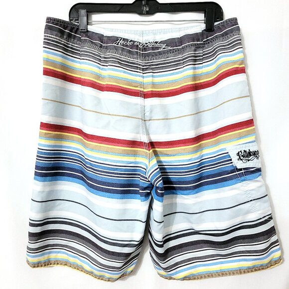 Billabong Men Hecho De Board Short Sz 36 Multicolor Stripe Cargo Swim Trunks Y2K - Picture 2 of 16